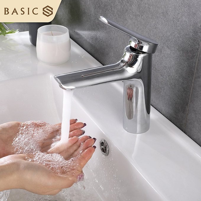 Vòi chậu lavabo nóng lạnh màu vàng Basic BW-47002BG - Image 5