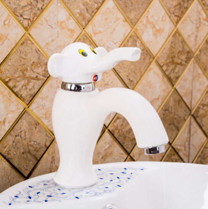 Vòi chậu lavabo trẻ em con voi ngộ nghĩnh màu vàng cam Miken MKV-097C - Image 4