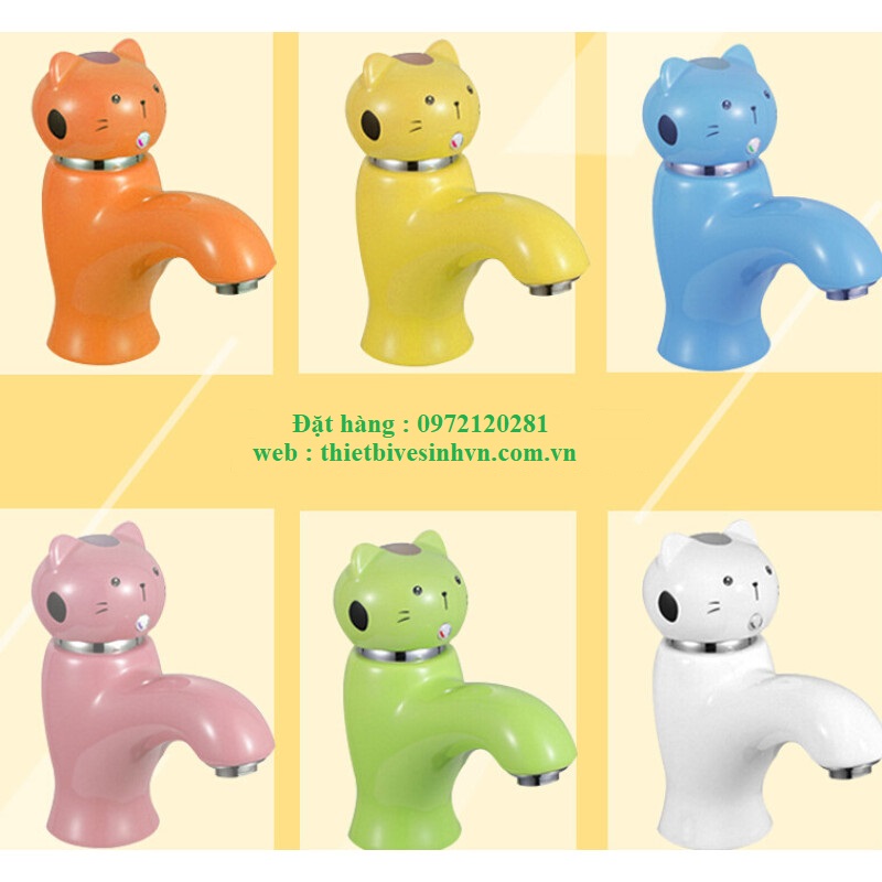 Vòi chậu lavabo trẻ em con voi ngộ nghĩnh màu xanh lá Miken MKV-097XL - Image 3