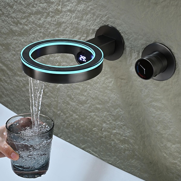 Vòi chậu lavabo vòi bồn tắm 3 lỗ mạ màu đen MK-225072B - Image 4