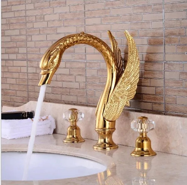 Vòi chậu lavabo vòi bồn tắm 3 lỗ mạ vàng đồng mờ MK-99061GM - Image 4