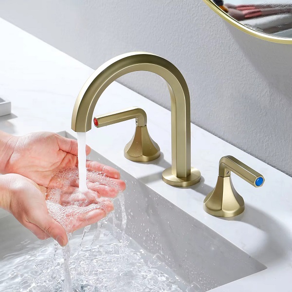 Vòi chậu lavabo vòi bồn tắm 3 lỗ mạ vàng đồng mờ MK-99061GM - Image 6