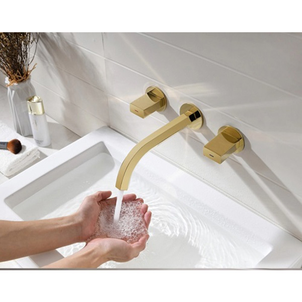 Vòi chậu lavabo, vòi bồn tắm mạ vàng hồng Rose Gold 3 lỗ Miken MK-552RG - Image 4