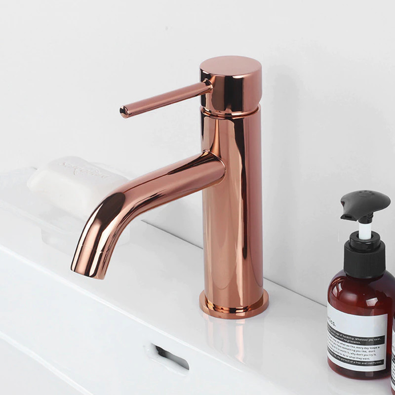 Vòi chậu rửa mặt lavabo màu vàng hồng Miken MKV-600017RG