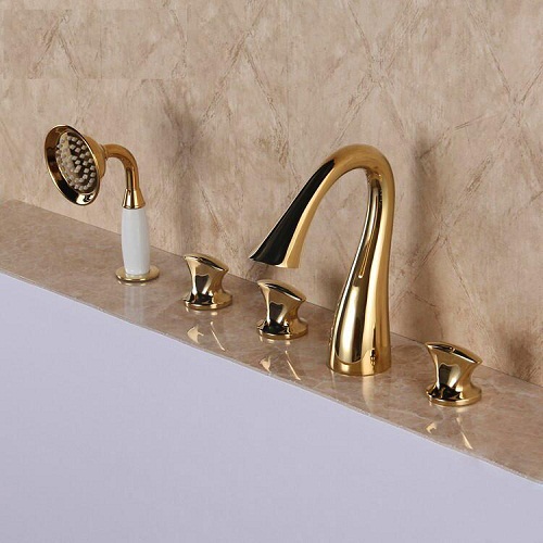 Vòi chậu rửa mặt nóng lạnh 30cm mạ vàng bọc đá HMA30 - Image 4