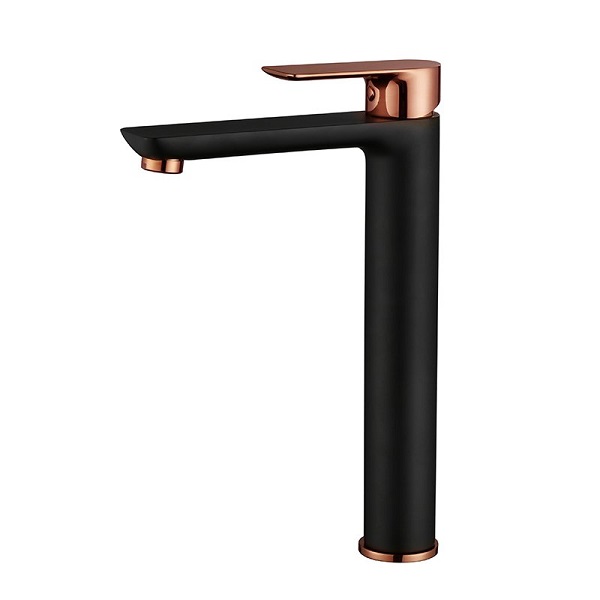 Vòi chậu rửa mặt nóng lạnh 30cm mạ vàng bọc đá Miken HD-BF06G Brown - Image 3
