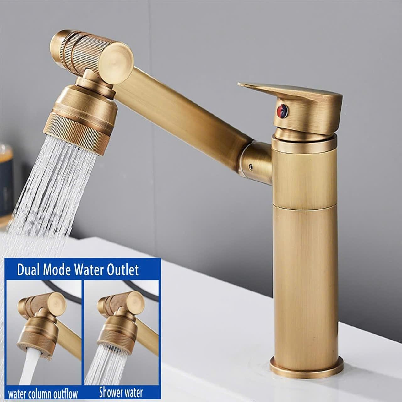 Vòi chậu rửa mặt nóng lạnh 30cm mạ vàng hồng Rose Gold Miken HD-BF04RG - Image 4