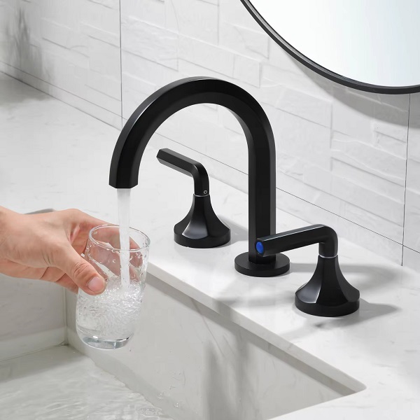 Vòi chậu rửa mặt nóng lạnh màu vàng giả cổ Miken MKV-402GP - Image 6