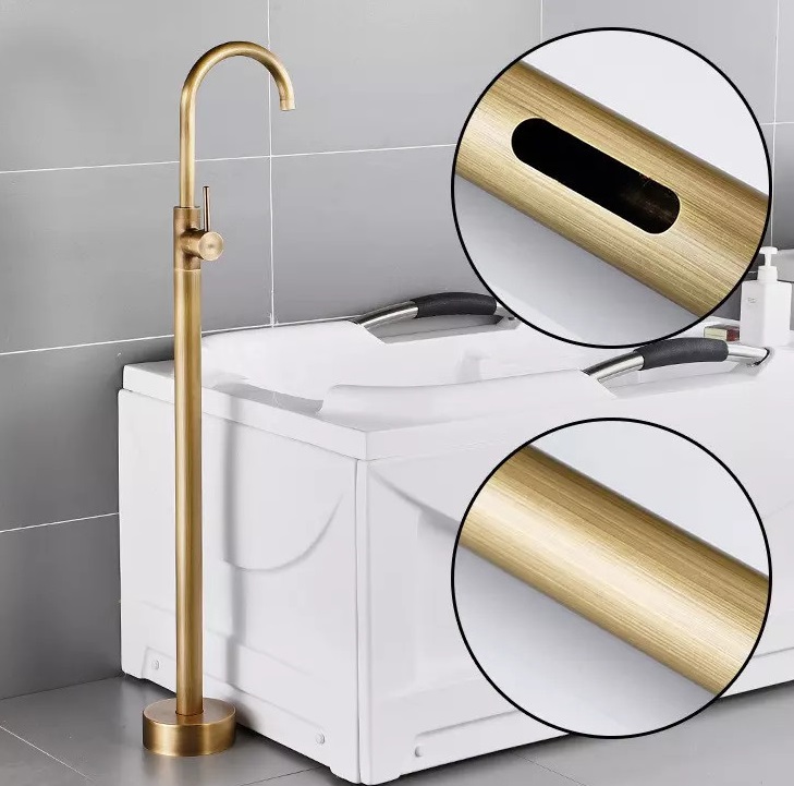 Vòi đặt sàn màu đồng cổ dùng cho chậu chân đứng và bồn tắm độc lập Miken MK-080AC