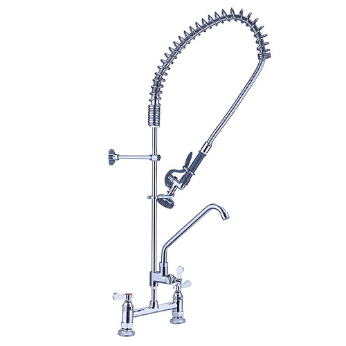 Vòi rửa bát công nghiệp nóng lạnh 2 chân cứng cắm chậu M98E-506SN12 (Đặt hàng 10 ngày) - Image 3