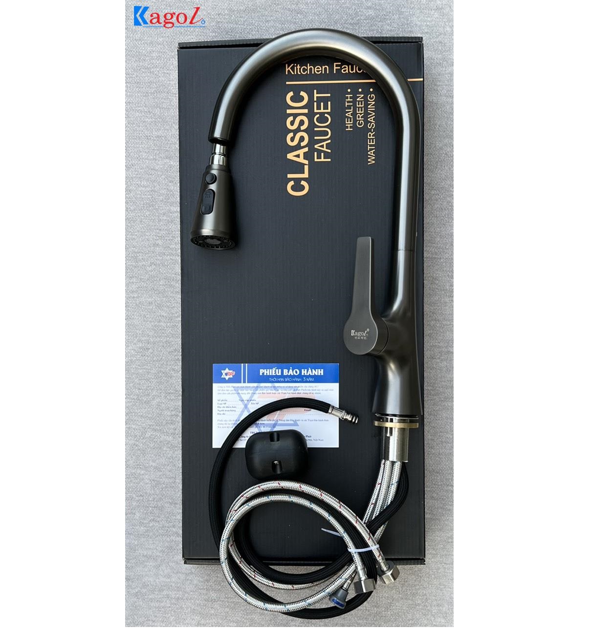 Vòi rửa bát nóng lạnh cần rút Kagol K58 - Image 3