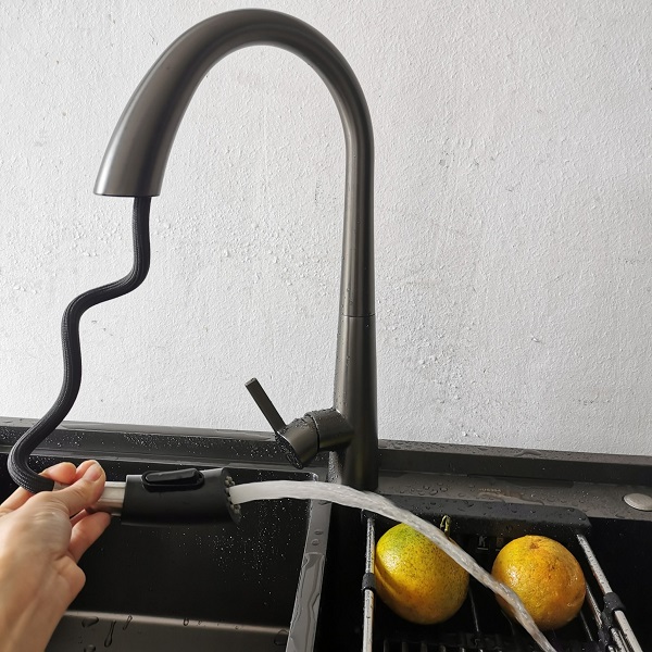 Vòi rửa bát nóng lạnh dây rút Crom Miken MK-008W - Image 5