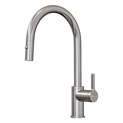 Vòi rửa bát nóng lạnh dây rút Konox Alto Nickel