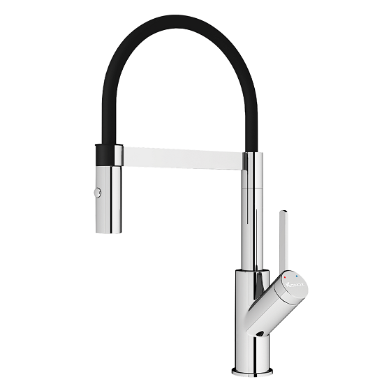 Vòi rửa bát nóng lạnh dây rút Konox Artan Black - Image 3
