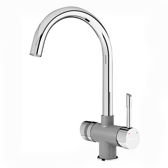 Vòi rửa bát nóng lạnh dây rút Konox Curva Grey - Image 3