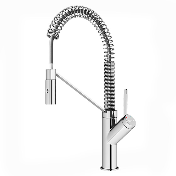 Vòi rửa bát nóng lạnh dây rút Konox Curva Grey - Image 4