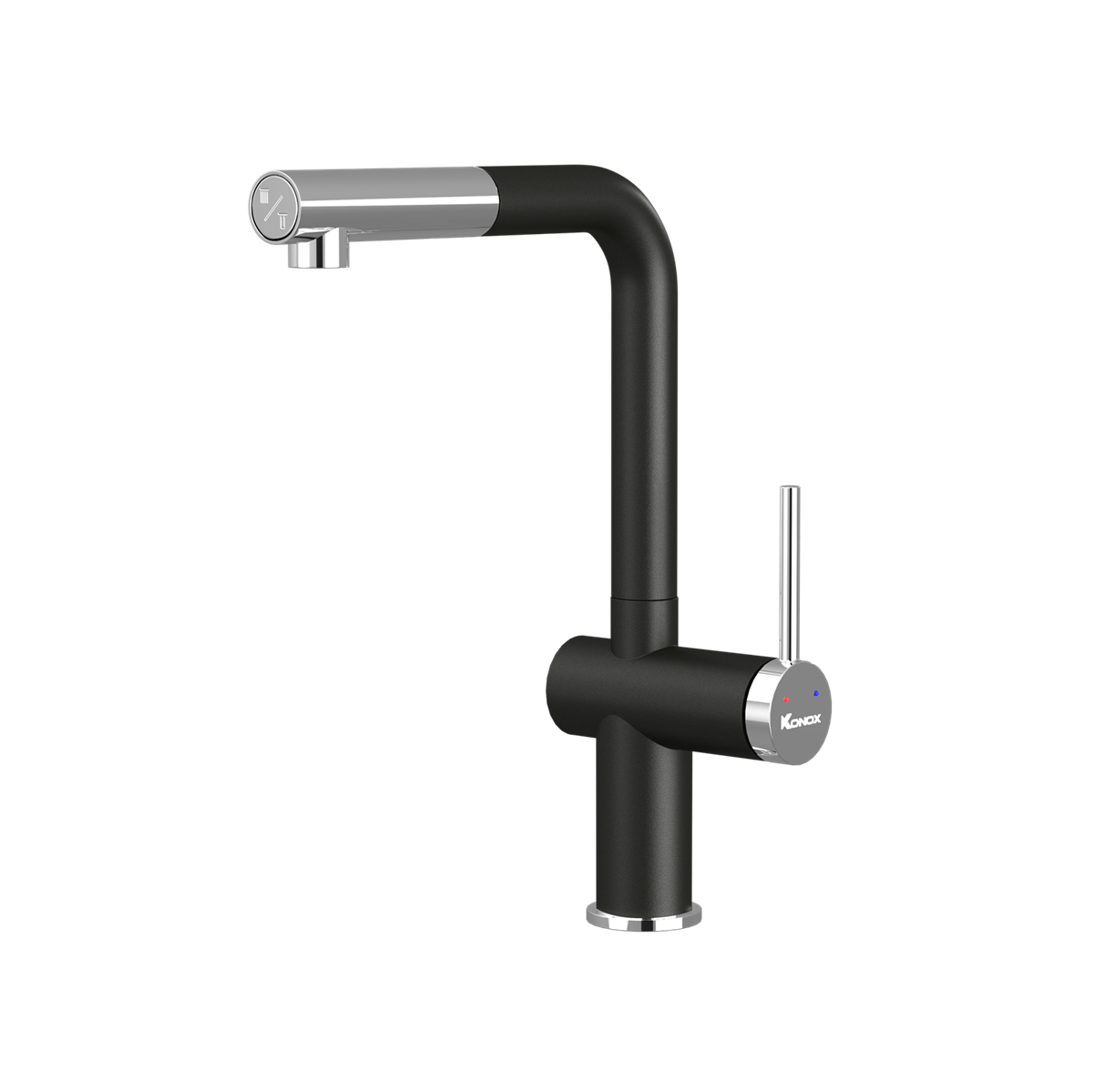 Vòi rửa bát nóng lạnh dây rút Konox Venice Gun Metal - Image 5