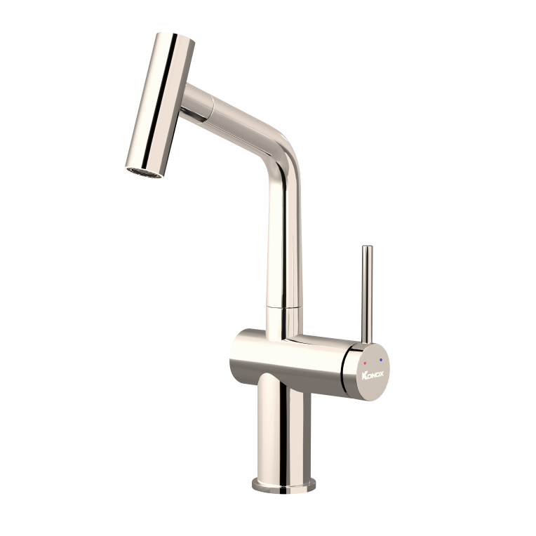 Vòi rửa bát nóng lạnh dây rút Konox Volta Chrome - Image 4