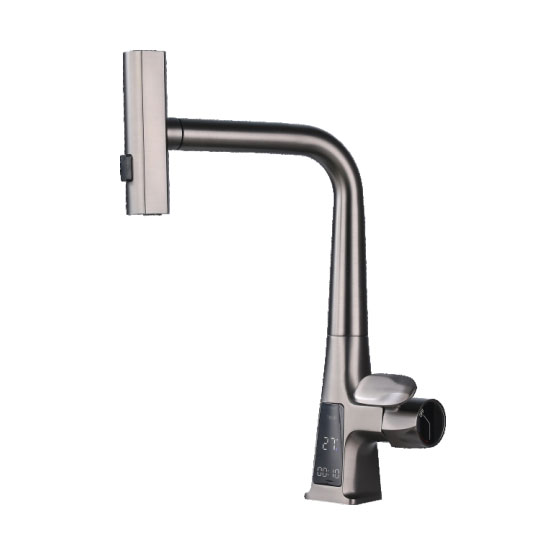 Vòi rửa bát nóng lạnh dây rút màn hình điện tử Grunder GR-LT020K