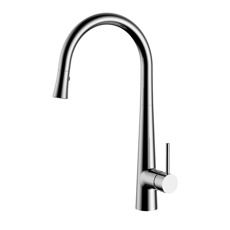 Vòi rửa bát nóng lạnh dây rút màu xám ghi Miken MK-1901GR - Image 4