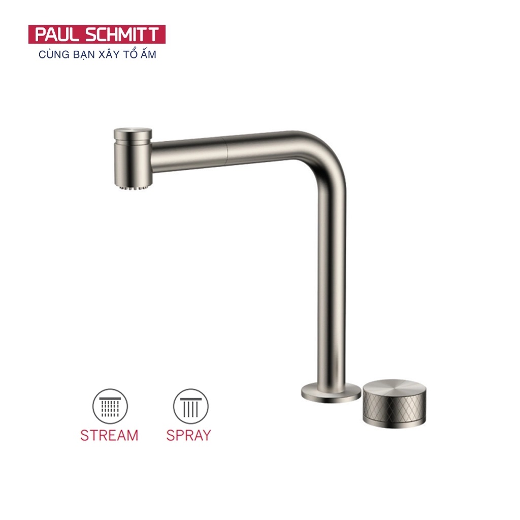 Vòi rửa bát nóng lạnh dây rút Paul Schmitt PA329KBN