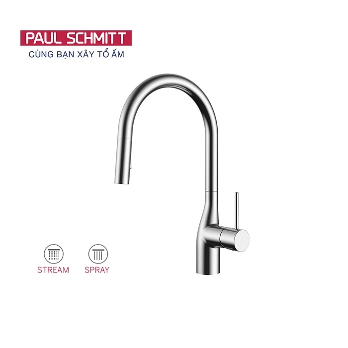 Vòi rửa bát nóng lạnh dây rút Paul Schmitt PA335K