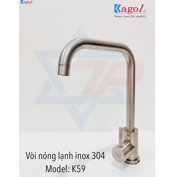 Vòi rửa bát nóng lạnh phủ nano màu đen Kagol K38 - Dây rút - Image 5
