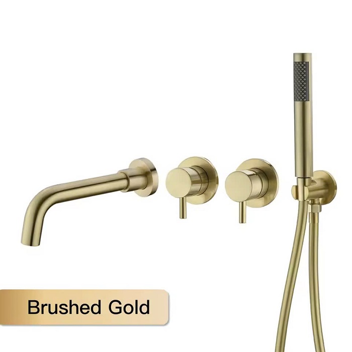 Vòi sen bồn tắm âm tường nóng lạnh mạ màu vàng Miken MKS-17018G (Lựa chọn vàng bóng hoặc mờ)