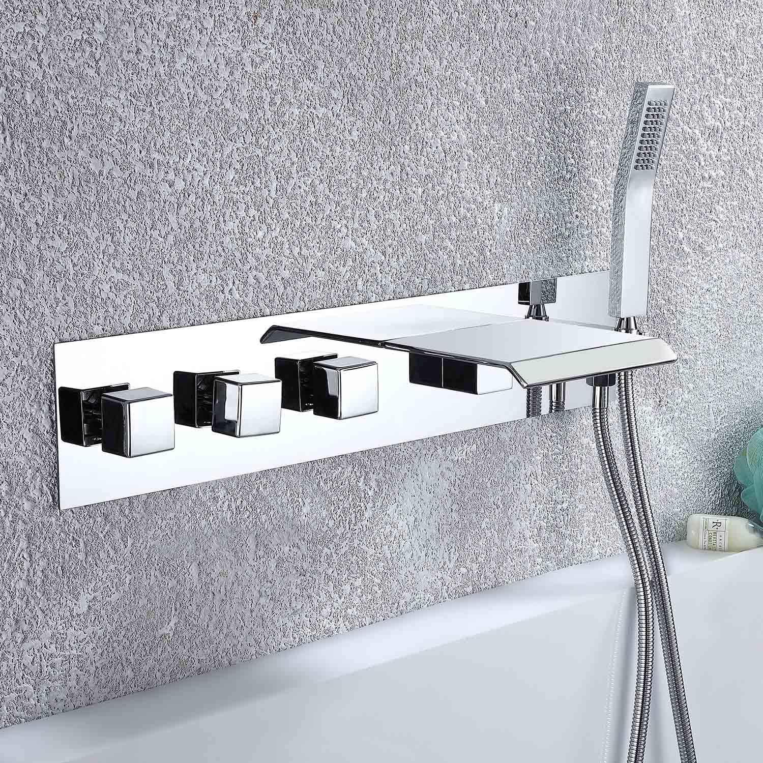 Vòi sen bồn tắm nóng lạnh mạ màu đen, crom, vàng, vàng hồng, ghi xám Miken MKS-17024 - Image 5