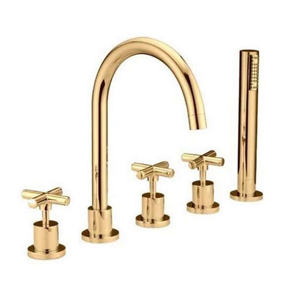 Vòi sen tắm bồn nóng lạnh 5 lỗ màu vàng Miken MKS-5007G