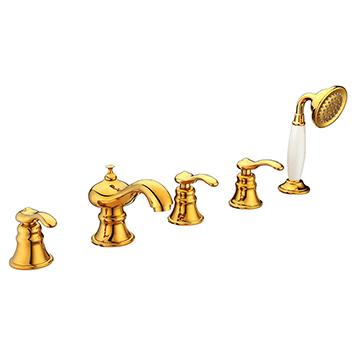 Vòi sen tắm bồn, vòi chậu lavabo âm tường mạ vàng nóng lạnh Miken MKS-5070G (Bóng hoặc mờ) - Image 6