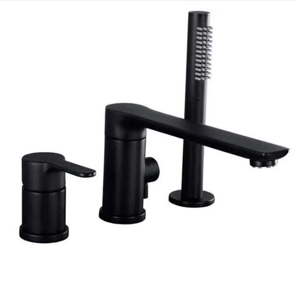 Vòi sen tắm bồn, vòi chậu lavabo âm tường nóng lạnh mạ đen Miken MKS-5068B - Image 6