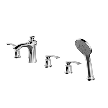 Vòi sen tắm bồn, vòi chậu lavabo âm tường nóng lạnh mạ vàng Miken MKS-5069GM ( Bóng hoặc mờ) - Image 6